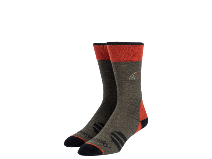Чорапи-STINKY-MERINO WOOL-FOX CREW-ARMY/RED